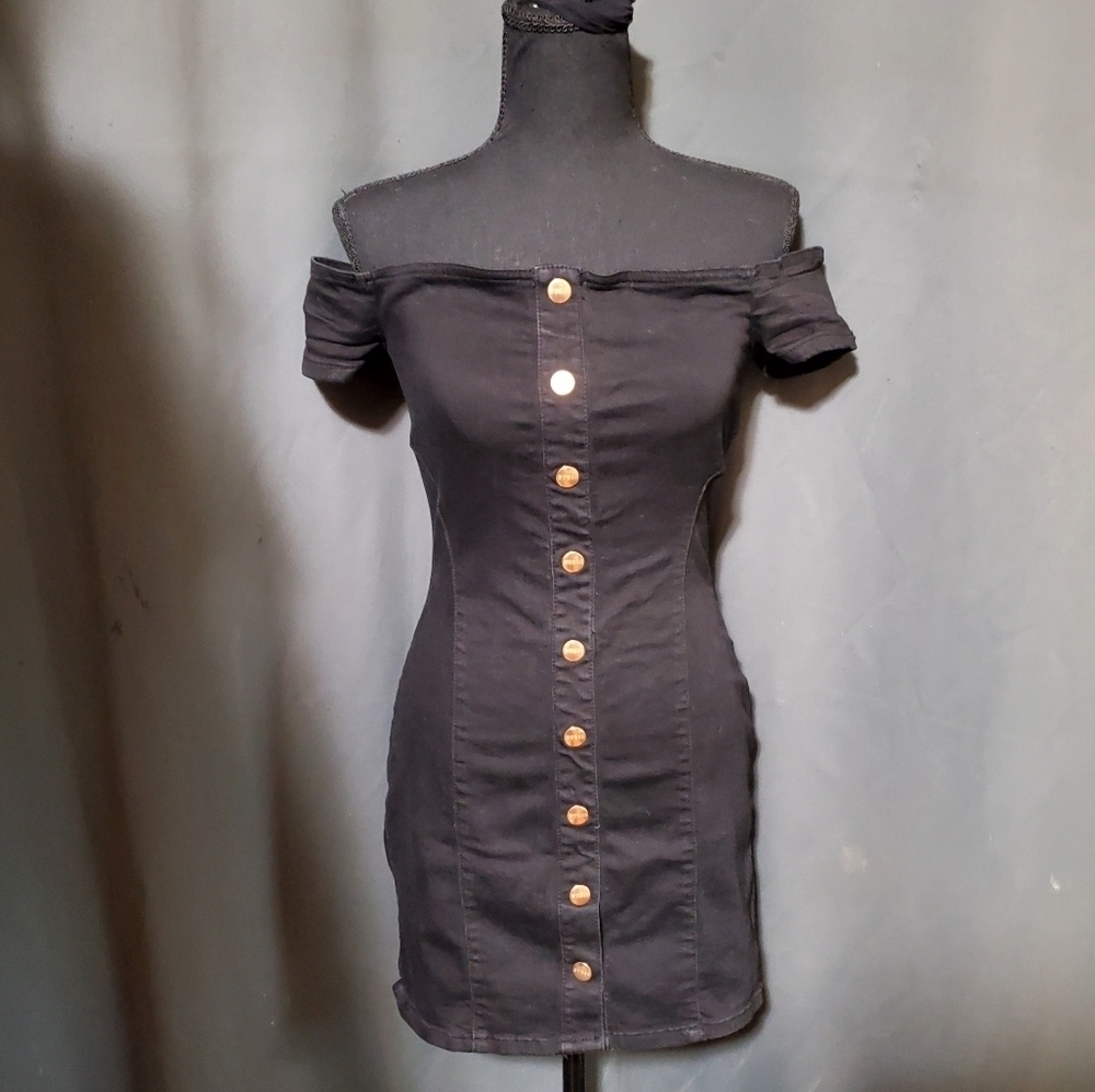 Guess Black Bodycon Denim Dress Size Small